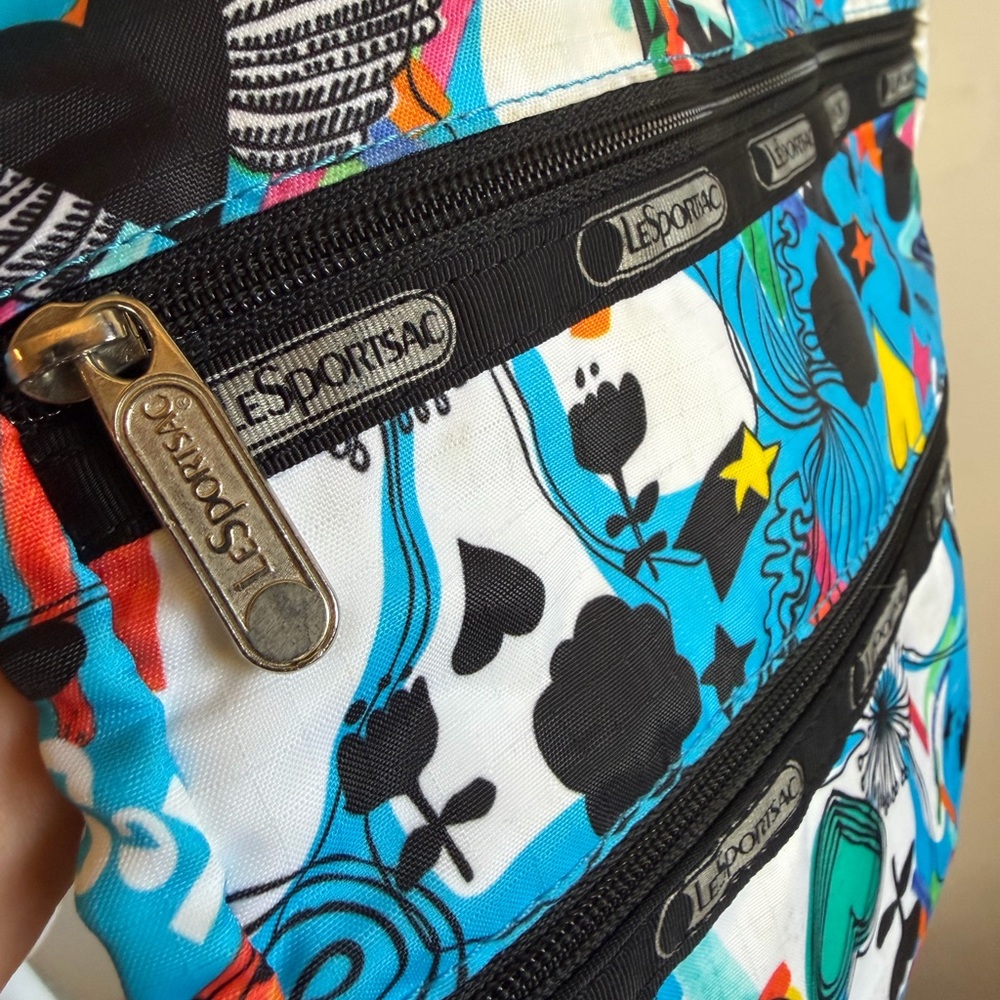 Lesportsac Turquoise Graphic Messenger Bag with Multicolor Accents - Picture 6 of 11